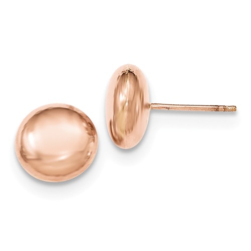14kt Rose Gold 10.5mm Polished Button Post Earrings