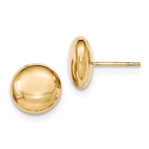 14kt Yellow Gold 12mm Polished Button Post Earrings