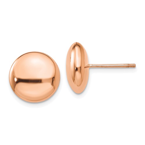 14kt Rose Gold 12mm Polished Button Post Earrings