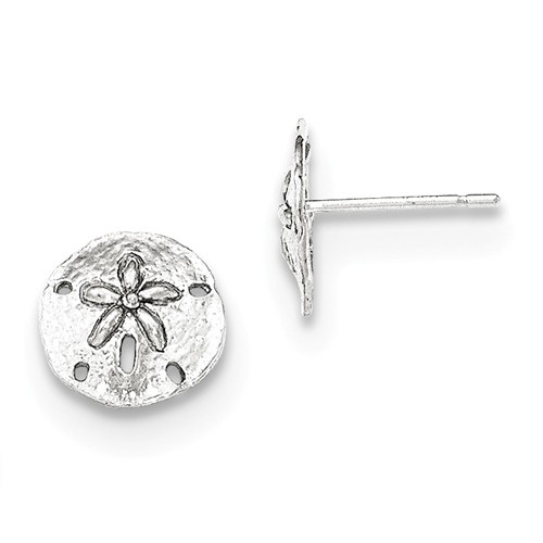 14kt White Gold Mini Sand Dollar Earrings