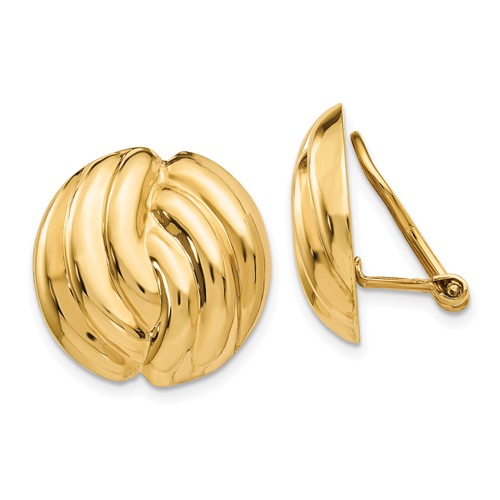 14k Yellow Gold Seed Omega Clip Non-pierced Earrings
