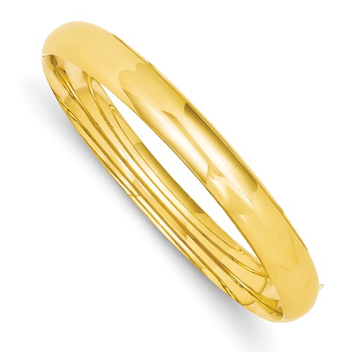 14k Yellow Gold 8mm Hinged Bangle Bracelet 7in