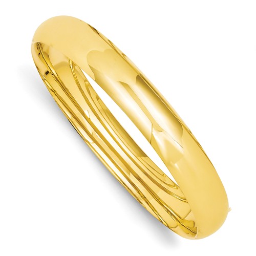 14k Yellow Gold Wide Hinged Bangle Bracelet
