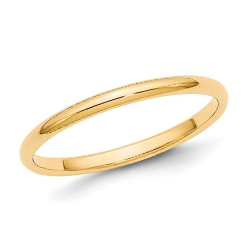 10kt Yellow Gold 2mm Half-Round Wedding Band