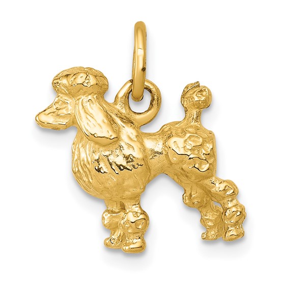 14kt Yellow Gold 3-D Textured Poodle Charm
