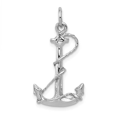 14k White Gold Fouled Anchor Pendant 3/4in K1059 Joy Jewelers