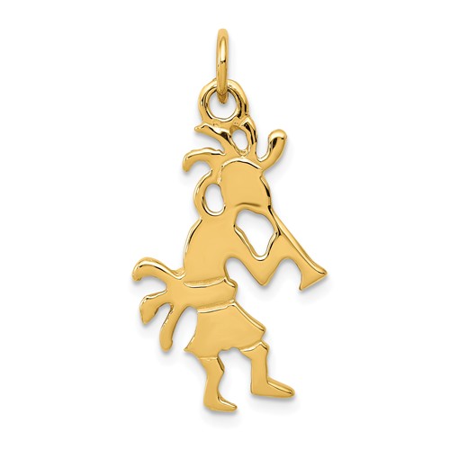 14k Yellow Gold Kokopelli Charm 7/8in