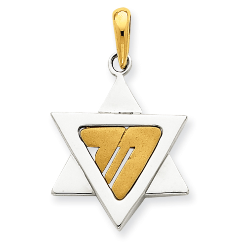 14k Two-tone Gold 7/8in Star of David Pendant