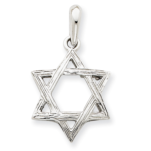 14k White Gold 3/4in Star Of David Pendant