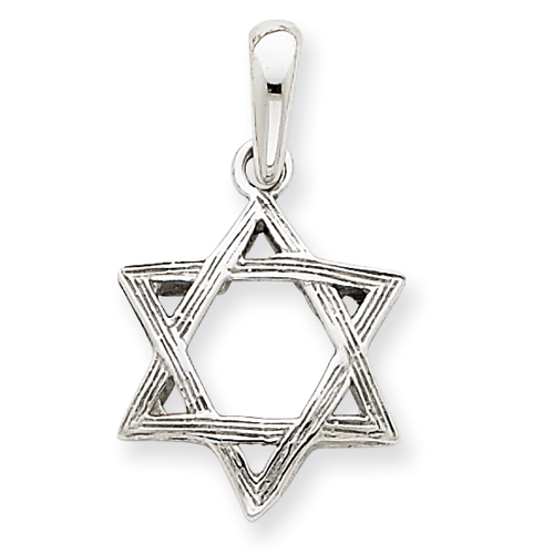 14k White Gold 5/8in Rustic Star Of David Pendant