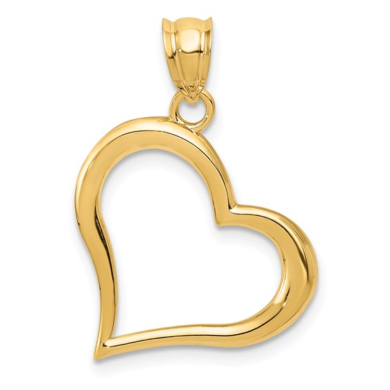 14kt Yellow Gold 3/4in Open Heart Pendant