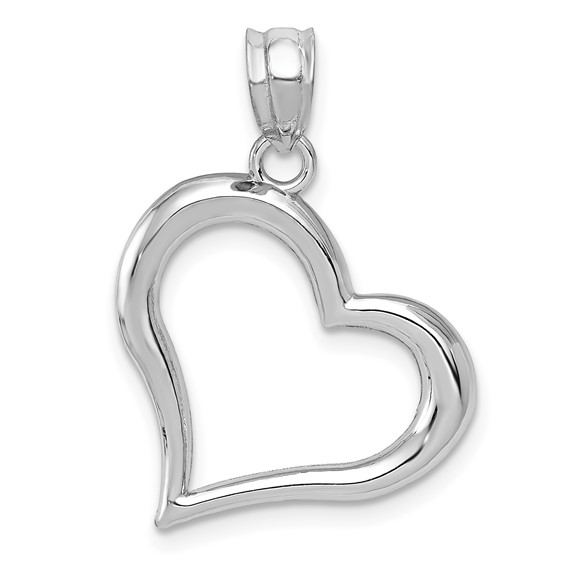 14kt White Gold 3/4in Open Heart Pendant