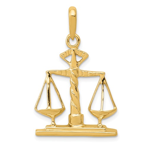 14k Yellow Gold Scales Of Justice Pendant 7/8in