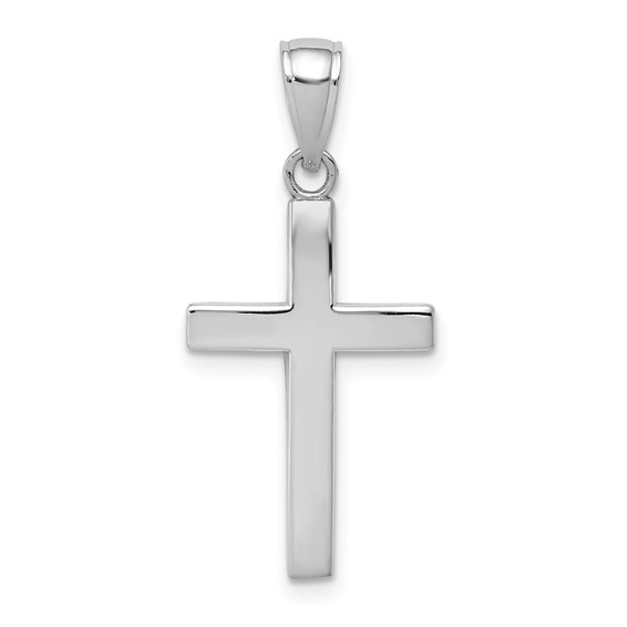 14kt White Gold 3/4in Beveled Latin Cross Pendant