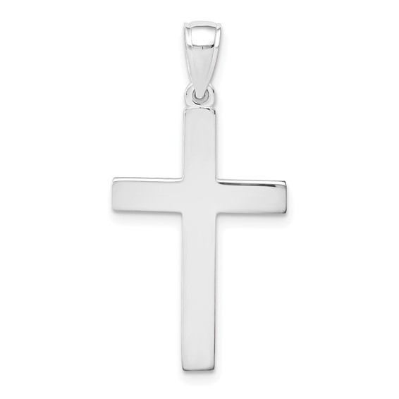 14k White Gold Plain Latin Cross Pendant 15/16in