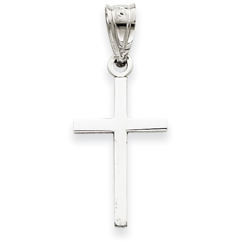 14k White Gold Latin Cross Pendant 3/4in