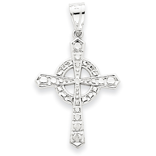 14k White Gold Celtic Cross Pendant 1in K2132 Joy Jewelers