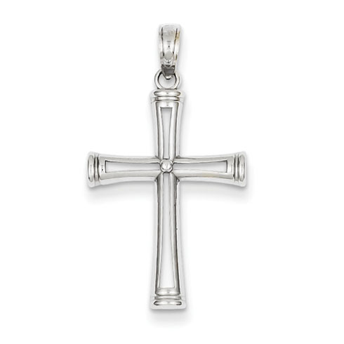 14k White Gold 15/16in Tapered Cross with Rounded Edges