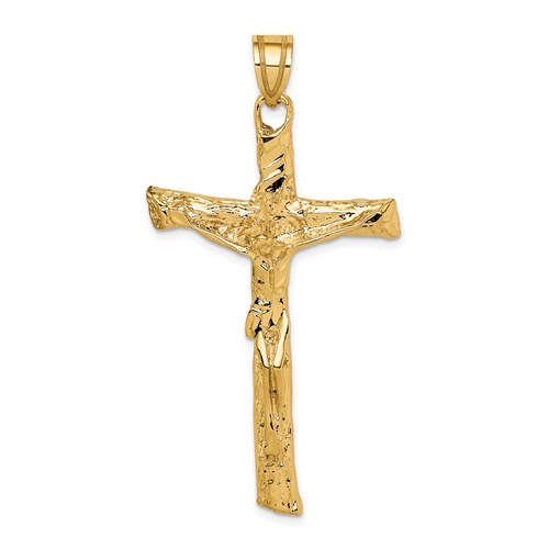 14kt Yellow Gold 1 3/4in Satin Crucifix Pendant