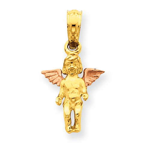 14kt Two-tone Gold 1/2in Small Guardian Angel Pendant