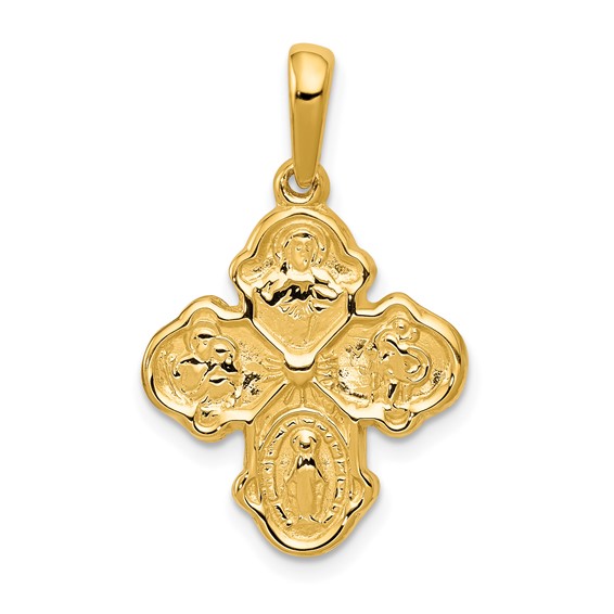 14k Yellow Gold Budded Four Way Medal Pendant 3/4in
