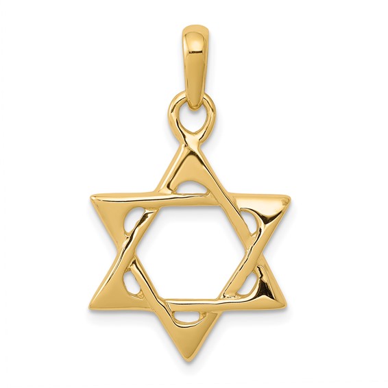 Star of David Pendant with Open Back 3/4in 14k Yellow Gold