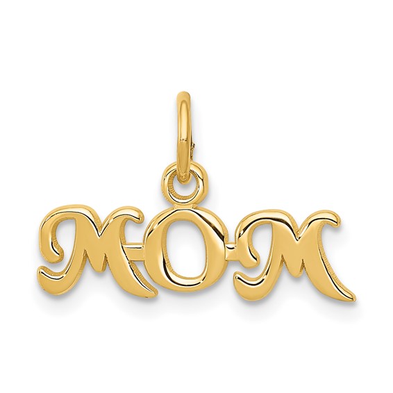 14kt Yellow Gold 1/4in MOM Script Charm