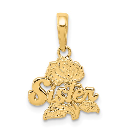 14k Yellow Gold Sister Pendant with Rose