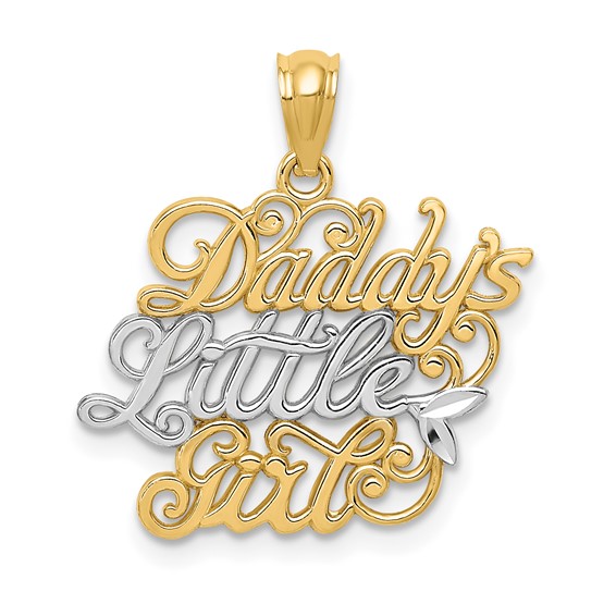 14kt Yellow Gold and Rhodium Fancy Daddy's Little Girl Pendant