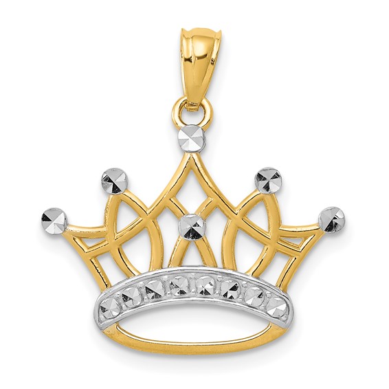 14kt Yellow Gold Rhodium 3/4in Crown Pendant