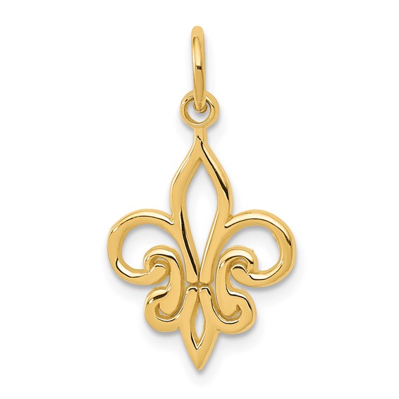 14kt Yellow Gold 5/8in Outline Fleur de Lis Charm