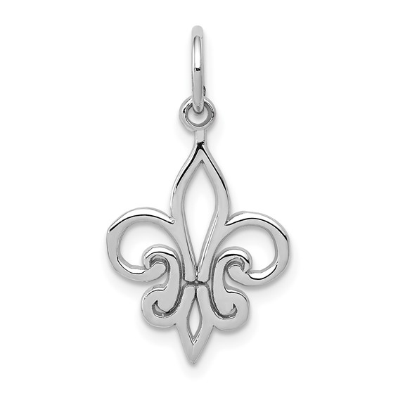 14kt White Gold 5/8in Outline Fleur de Lis Charm