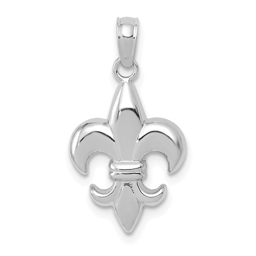 14k White Gold Fleur-de-Lis Charm 5/8in