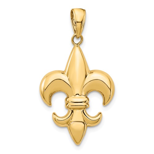 14k Yellow Gold Fleur-De-Lis Pendant with Open Back 7/8in