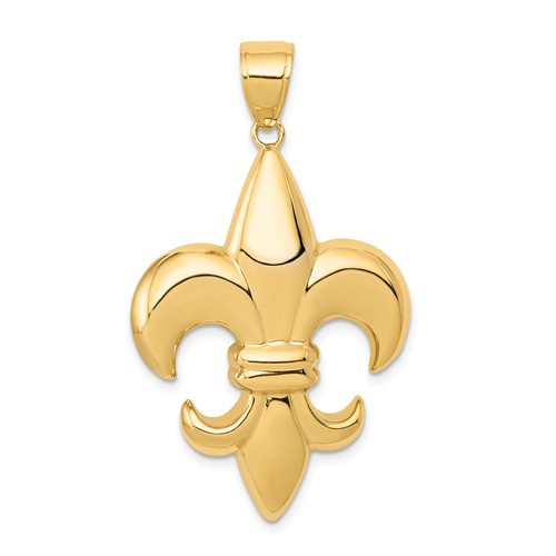 14k Yellow Gold Fleur De Lis Pendant 1.5in