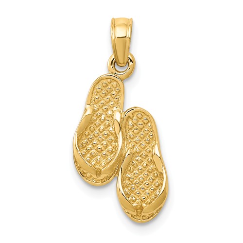 14k Yellow Gold Tiny Pair of Flip-Flops Pendant