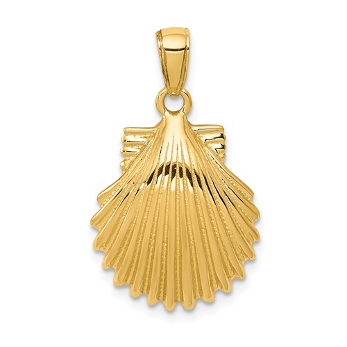 14k Yellow Gold Small Scallop Shell Pendant 5/8in