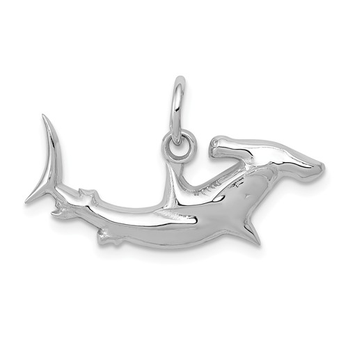 14k White Gold Hammerhead Shark Pendant