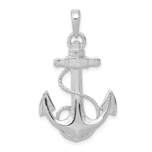 14k White Gold Fouled Anchor Pendant 1in K3082W Joy Jewelers