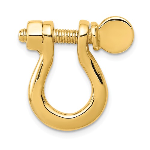 14k Yellow Gold 3-D Shackle Pendant with Moveable Screw 3/4in