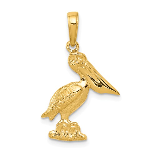 14k Yellow Gold Pelican Pendant 3/4in