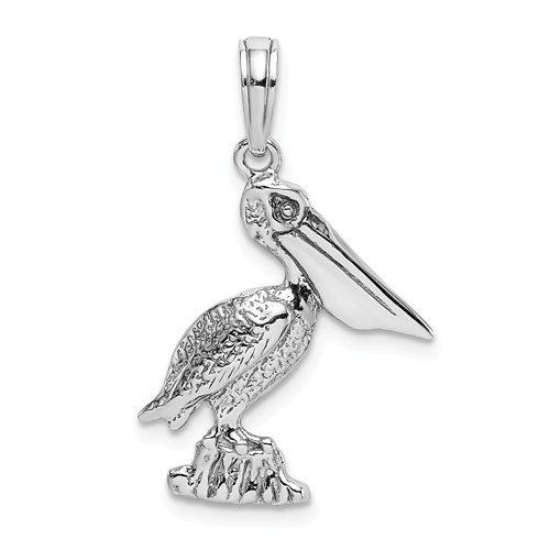 14k White Gold Pelican Pendant 3/4in