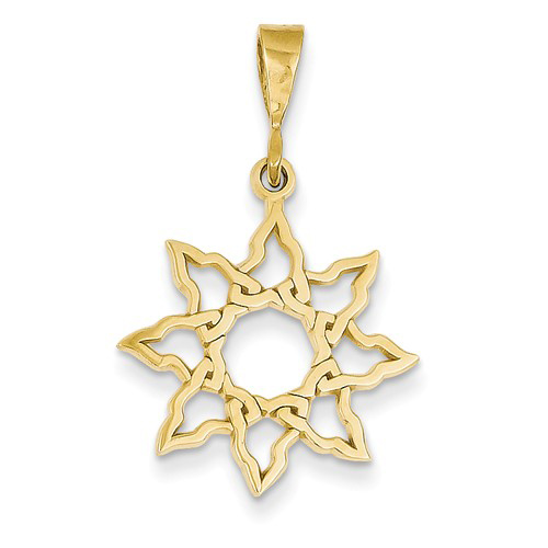 14kt Yellow Gold 3/4in Polished Sun Pendant