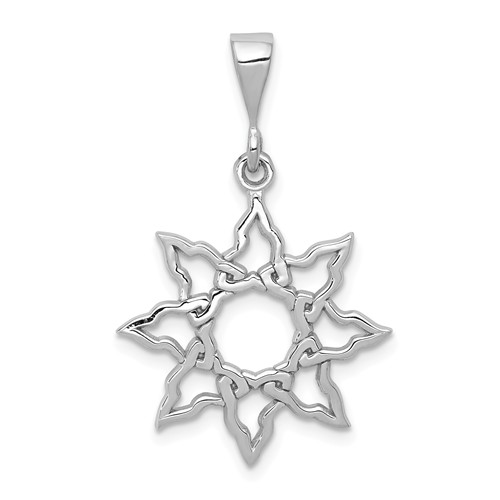 14k White Gold Sun Pendant Cut-out Design 3/4in