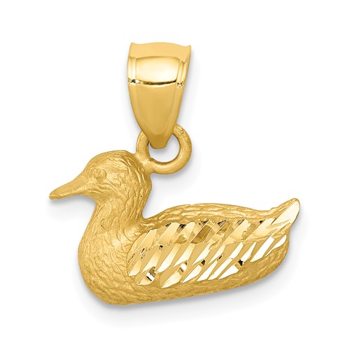 14k Yellow Gold Small Duck Pendant with Polished Finish