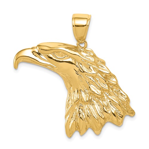 14k Yellow Gold Eagle Head Pendant 1in