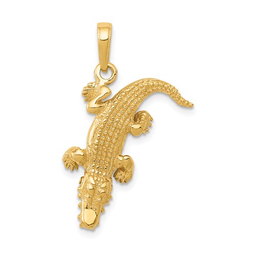14k Yellow Gold Alligator Pendant with Moveable Jaws 7/8in