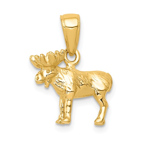 14k Yellow Gold 3-D Moose Pendant