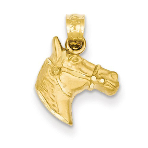 14kt Yellow Gold 1/2in Horse with Collar Pendant