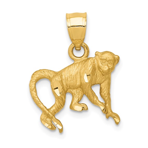 14kt Yellow Gold 1/2in Monkey Charm